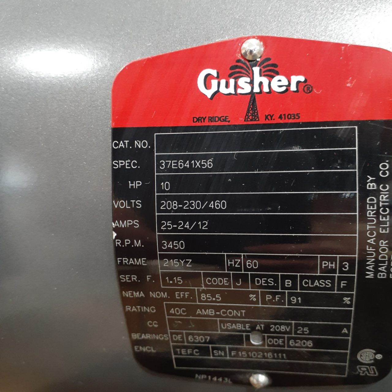 Gusher 11031NS-B Coolant Pump, 10hp, 3450RPM, 208-230/460 Volts