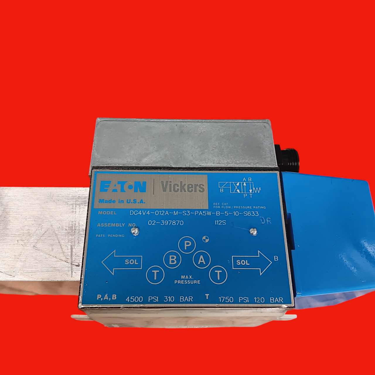 Eaton Vickers DG4V4-012A-M-S3-PA5W-B-5-10-S633 Wet Armature Solenoid Operated Directional Control Valve