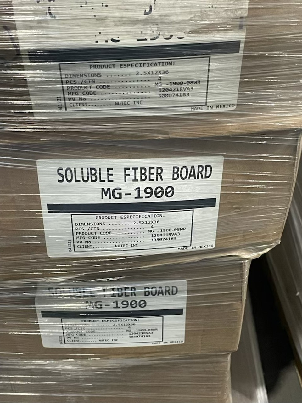 NUTEC MG-1900 Soluble Fiber Board - 2.5x12x36" (4 Pcs/Ctn) NUTEC MG-1900 Soluble Fiber Board - 2.5x12x36" (4 Pcs/Ctn)
