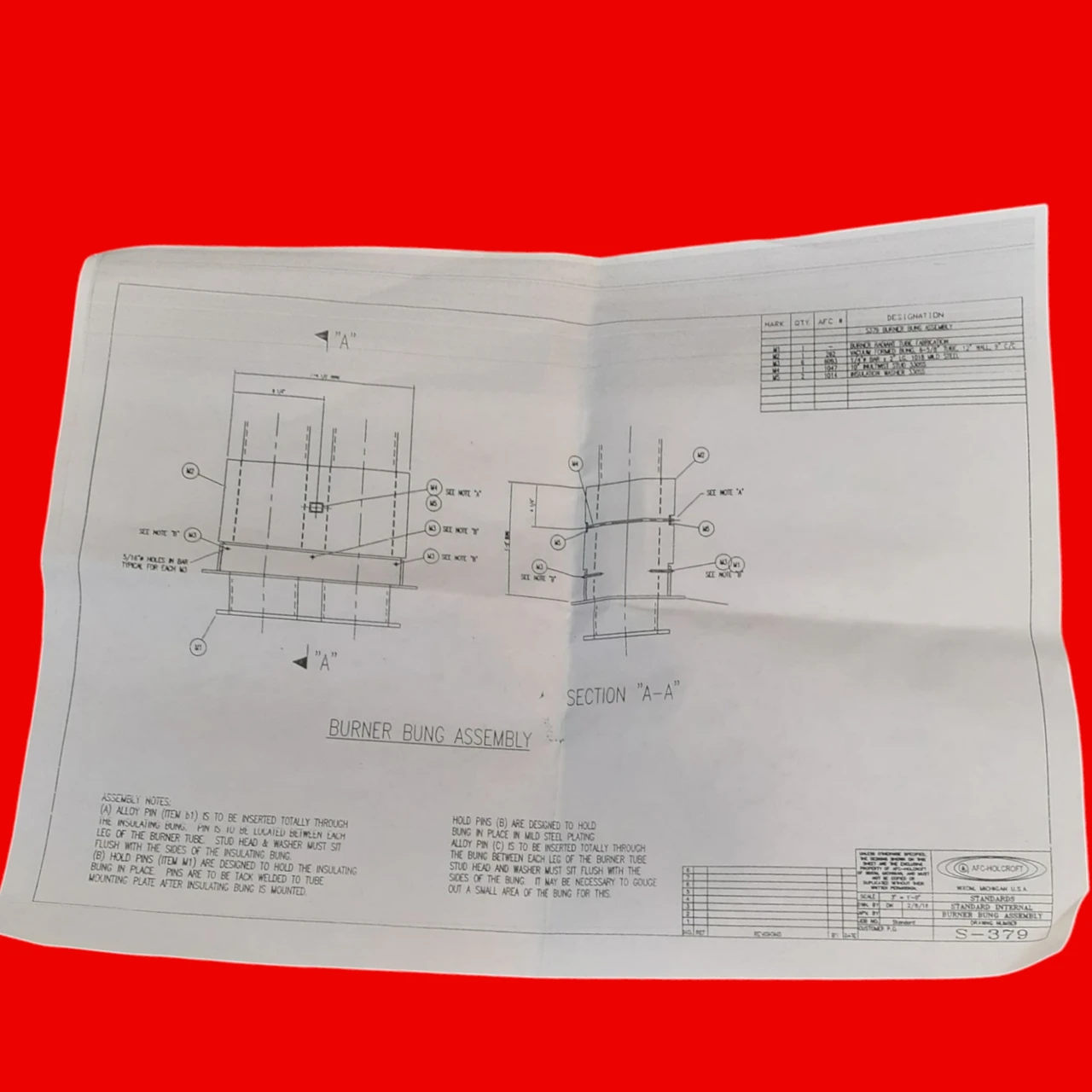 AFC Holcroft S-379 Burner Bung Assembly