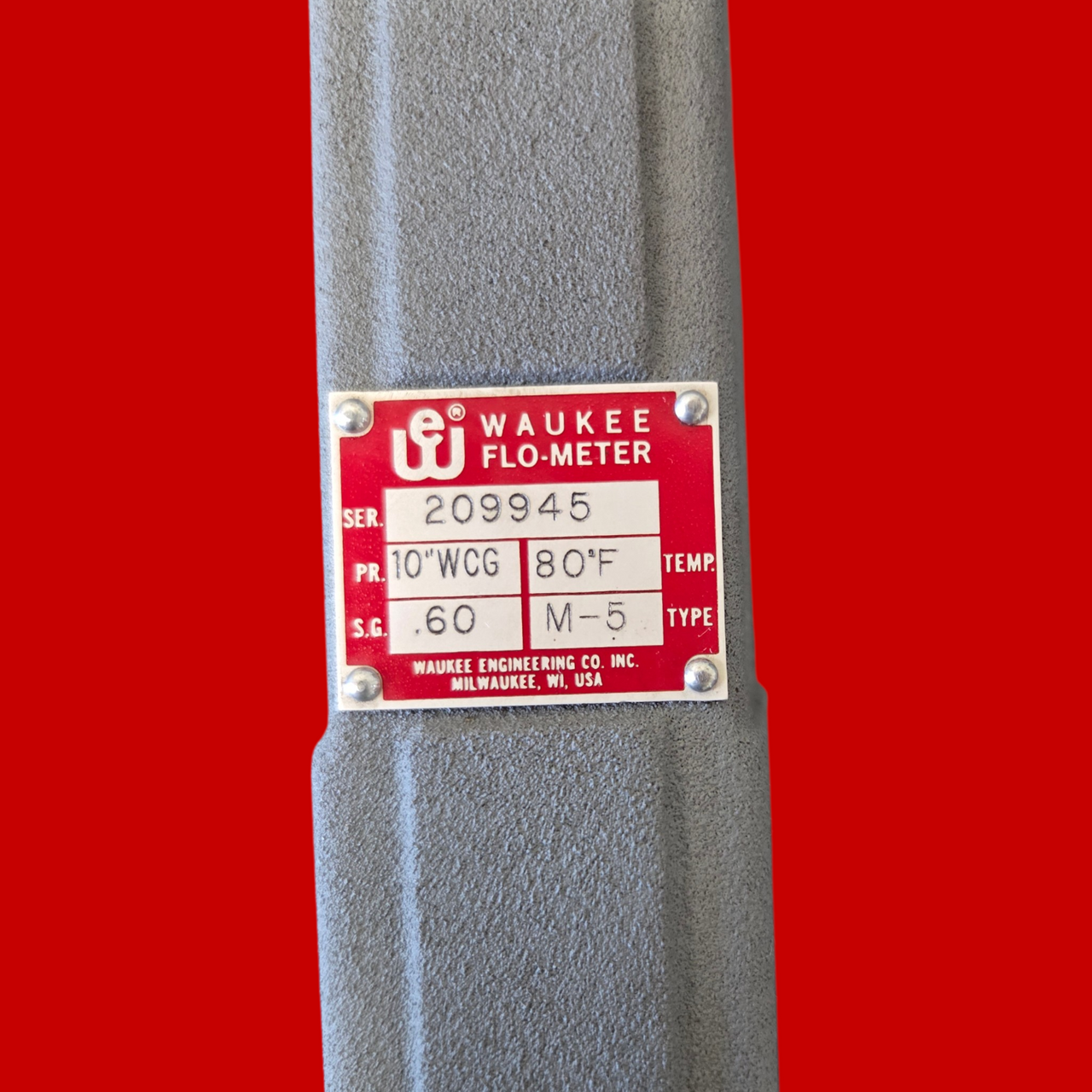 Waukee Flo-Meter, Natural Gas, 0-100 CFH, M-5
