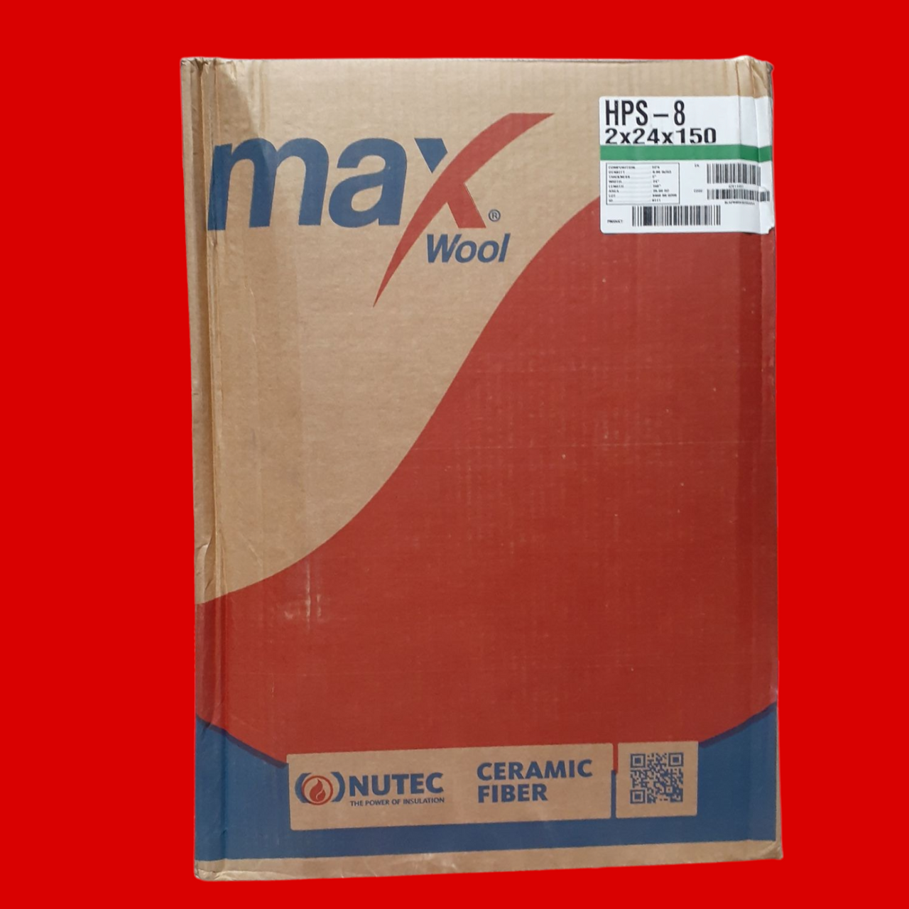 Nutec HPS-8 MaxWool 2" X 24" X 150" Ceramic Blanket #8 Density 