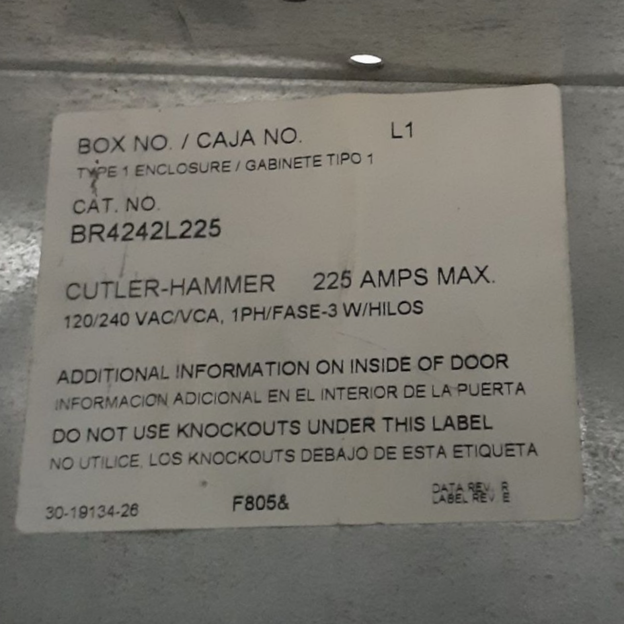 Eaton CH 120/240 VAC 225 Amp 1-Phase 3-Wire - BR4242L225