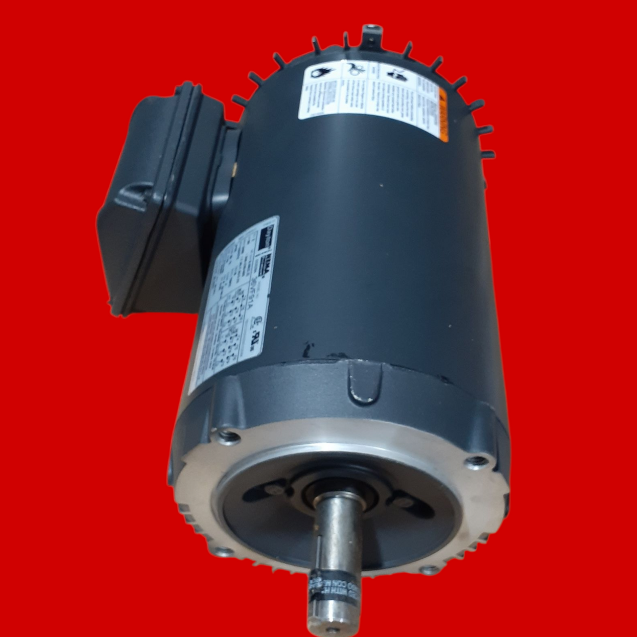 Dayton 36VF91 General Purpose Motor: Totally Enclosed Fan Cooled, C-Face/Rigid Base Mount, 3 HP, Missing Fan Cover