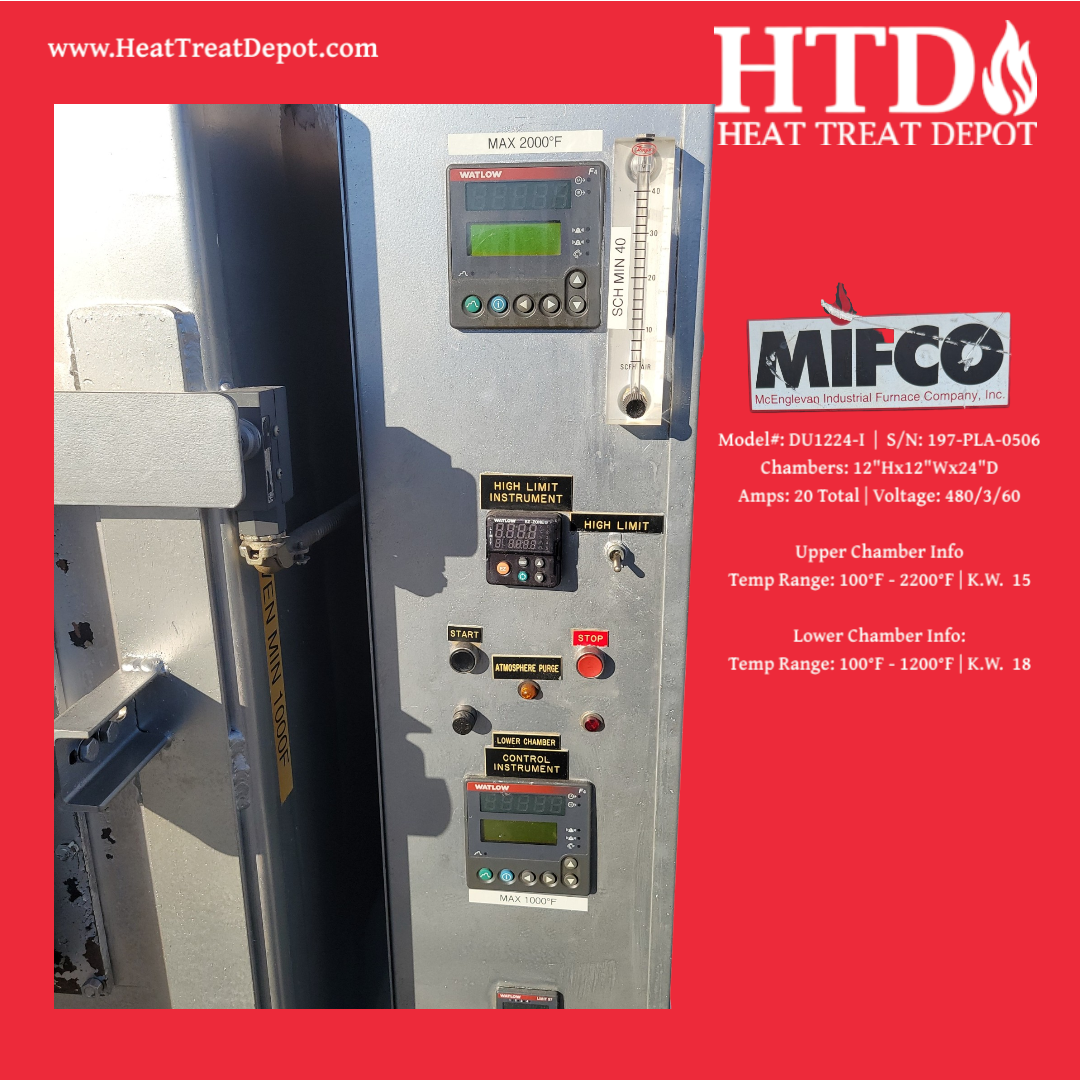 MIFCO Model#: DU-1224 – Dual Chamber Electric Heat Treat Furnace