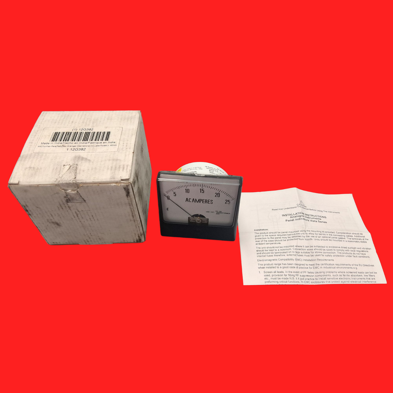 Rish Vista 12G382 Analog Panel Meter 0-25 AC Amperes