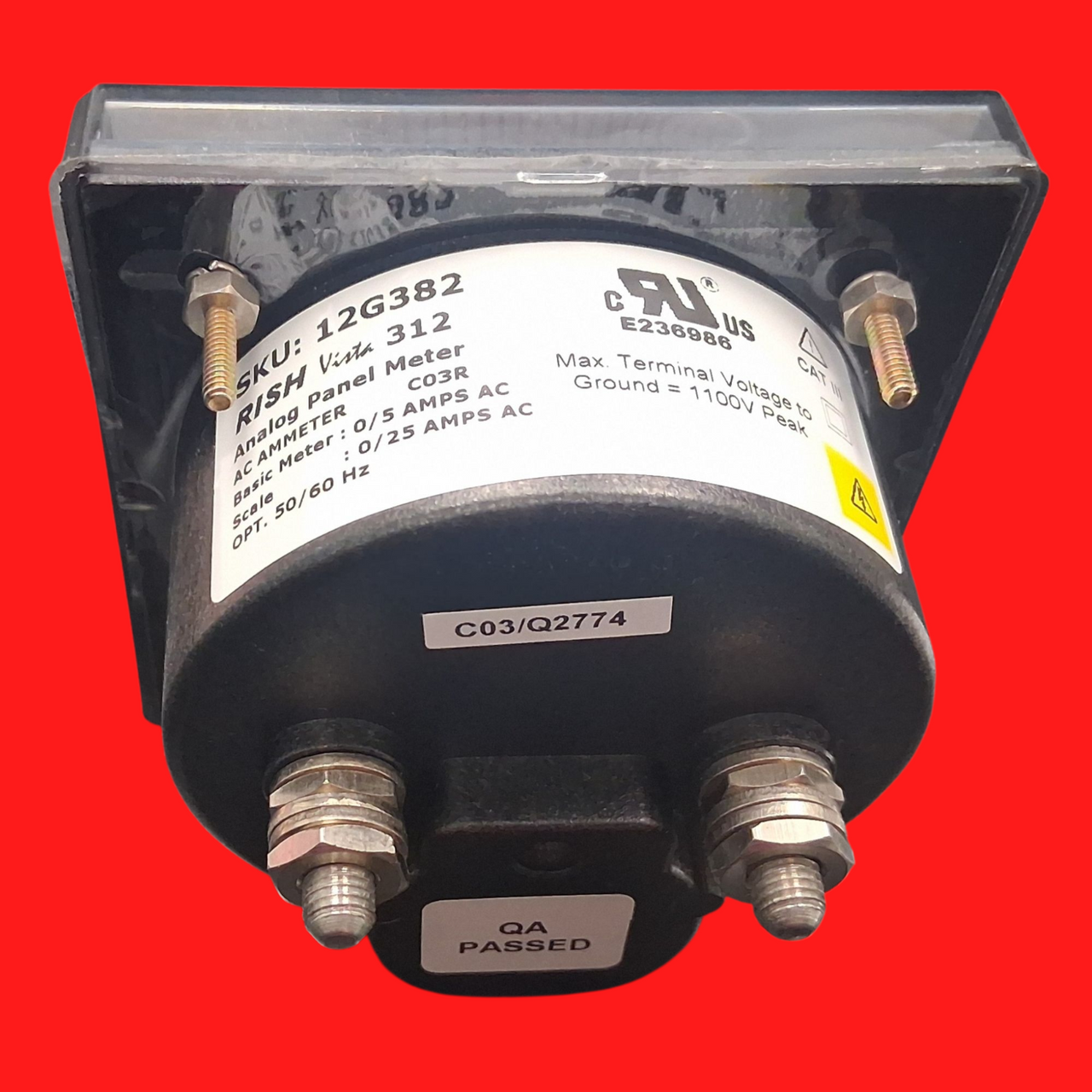 Rish Vista 12G382 Analog Panel Meter 0-25 AC Amperes