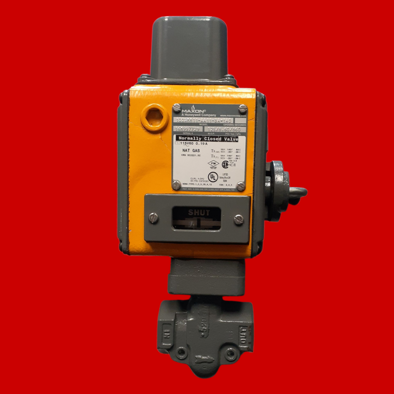 Maxon 100SMM11-AA11-BA*1A0 Normally Closed Natural Gas Safety Shut-Off Valve, 1" NPT