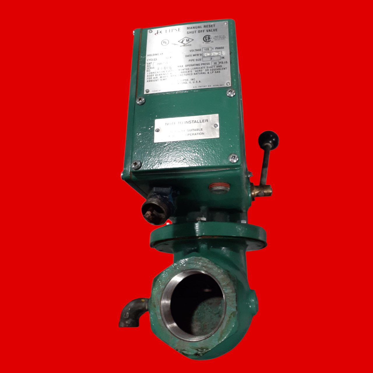 Eclipse Series 200 LT Locktite Manual Reset Gas Shut-Off Valve, 2" NPT, 208LT-IS-3