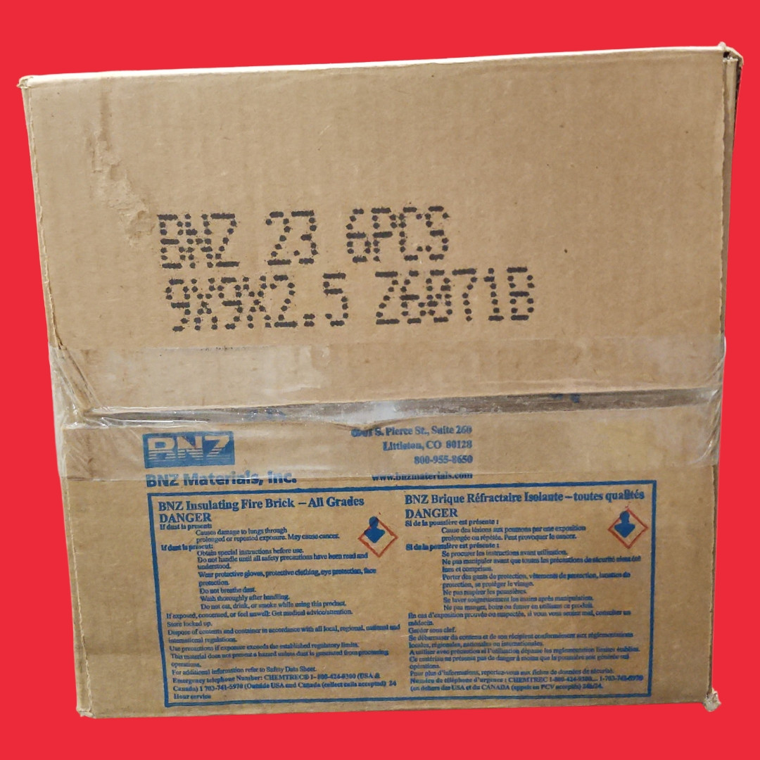 BNZ Materials 9 x 9 x 2.5" BNZ 2300°F Insulating Firebrick - 6ct Box