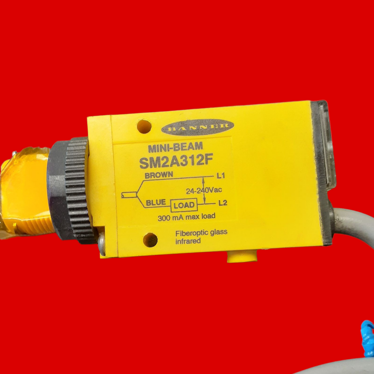 Banner Engineering SM2A312F Sensor, Mini-Beam, Glass Fiber Optic, 2M(6.5In), Pig Tail