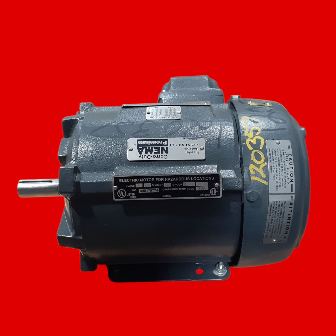 US Motors (Nidec) YC1P3B Explosion Proof / Hazardous Location Motor - 1 HP, 1200 RPM, 3 PH, 230/460 V, 145T Frame, TEFC 