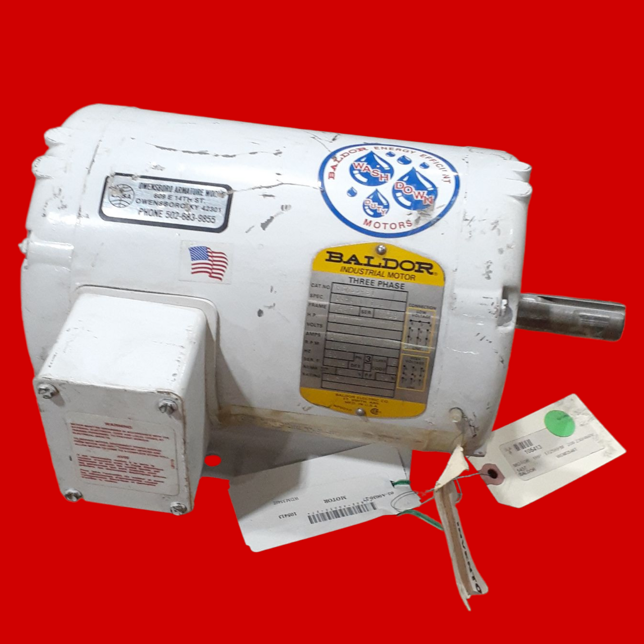 Baldor Industrial Wash Down Motor, 1HP, 1740RPM, 3PH, 60HZ, 143T, 3518M, TENV, F1, WDM3546T Baldor Industrial Wash Down Motor, 1HP, 1740RPM, 3PH, 60HZ, 143T, 3518M, TENV, F1, WDM3546T