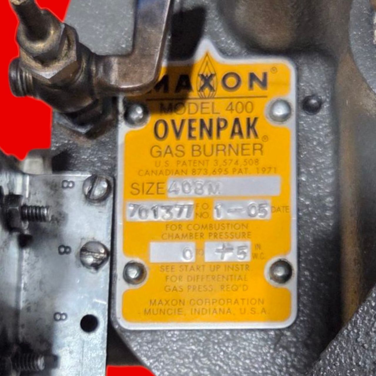 Maxon Model 400 Ovenpak Gas Burner, 408M