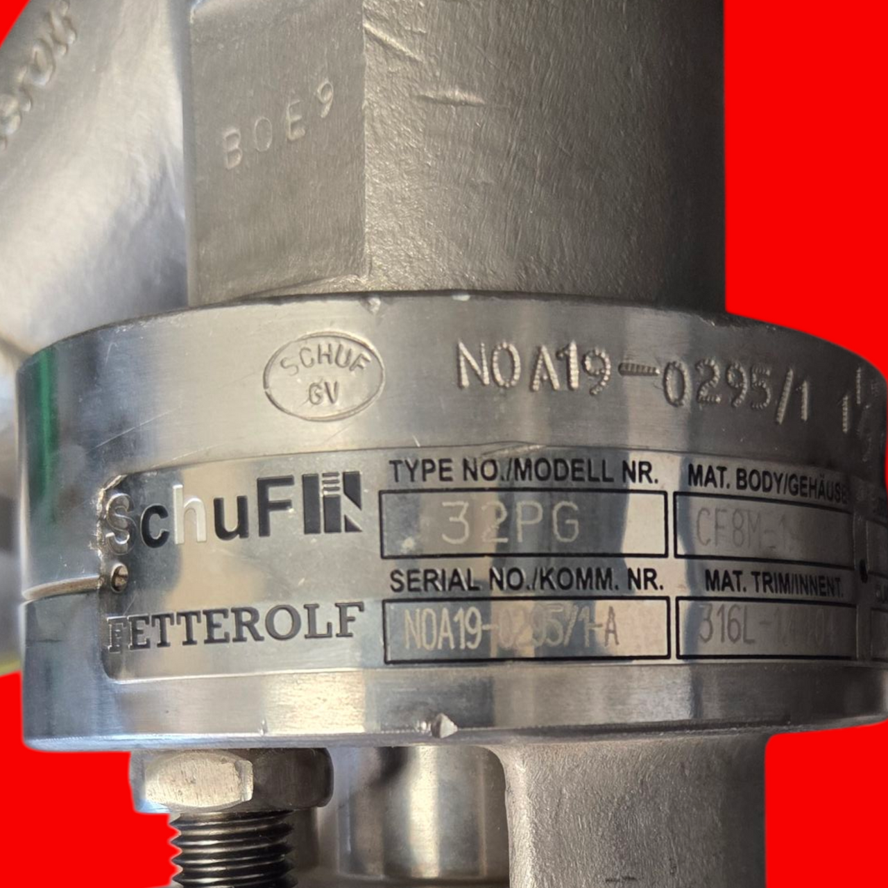 SchuF Fetterolf 32PG Sampling Valve (Metal Seal), 1-1/2"/1-1/4" NPT