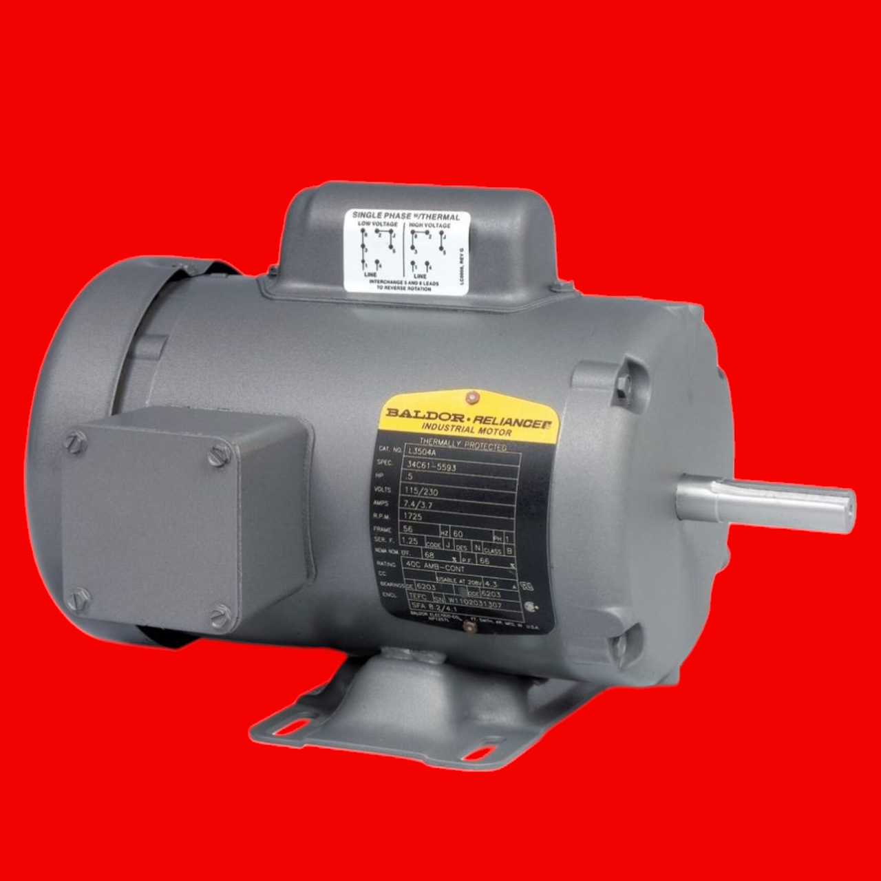 Baldor L3351 General Purpose Motor, .08HP, 1725RPM, 1PH, 60HZ, 42, 3310L, TEFC,  Baldor L3351 General Purpose Motor, .08HP, 1725RPM, 1PH, 60HZ, 42, 3310L, TEFC,