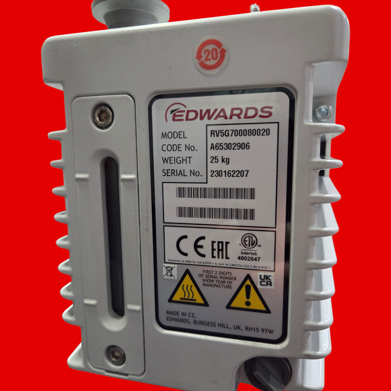 Edwards RV5 Two-Stage Rotary Vane Vacuum Pump, A65302906