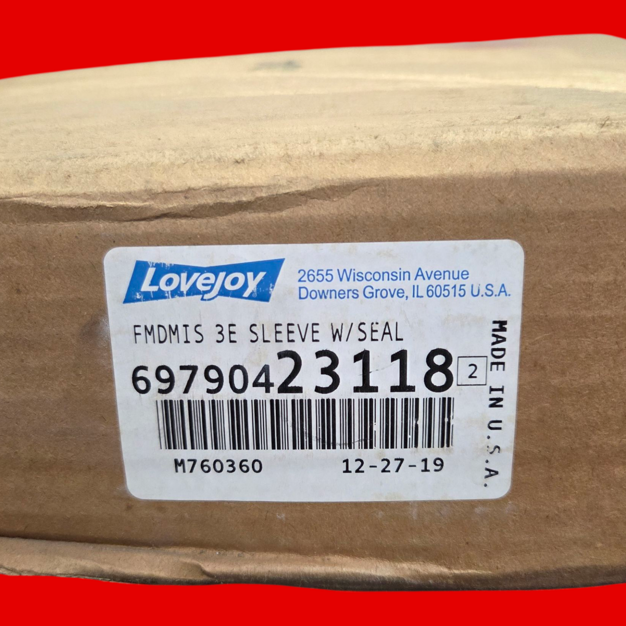 Lovejoy 697904231182 FMDMIS 3E Sleeve With Seal, Retaining Ring and Washer