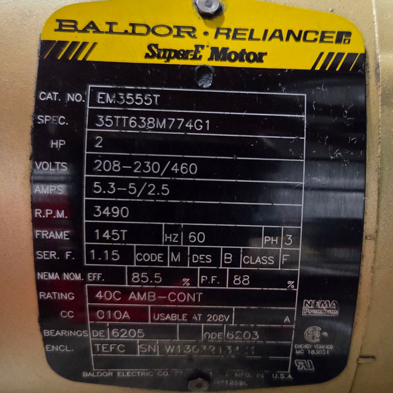 Honeywell Eclipse SMJ Blower, SMJ11.202759_0-131BA, with Baldor Super E Motor, EM3555T, 2HP, 230/460V