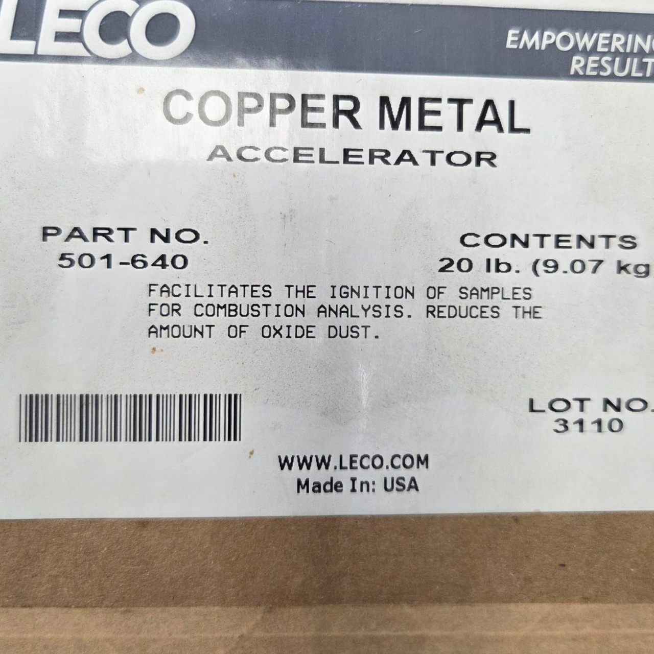 LECO 501-640 Copper Metal Accelerator, 20 lb. (9.07 kg) Bucket