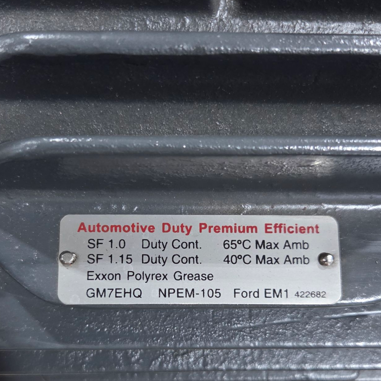 US Motors NIDEC A5P1C Automotive Duty Motor - 5 hp, 3600 rpm, 3 ph, 460 V, 213 Frame, TEFC (Totally Enclosed Fan Cooled) Enclosure, 60 Hz, 3535 rpm Base, Horizontal / Foot Mount, Continuous Duty