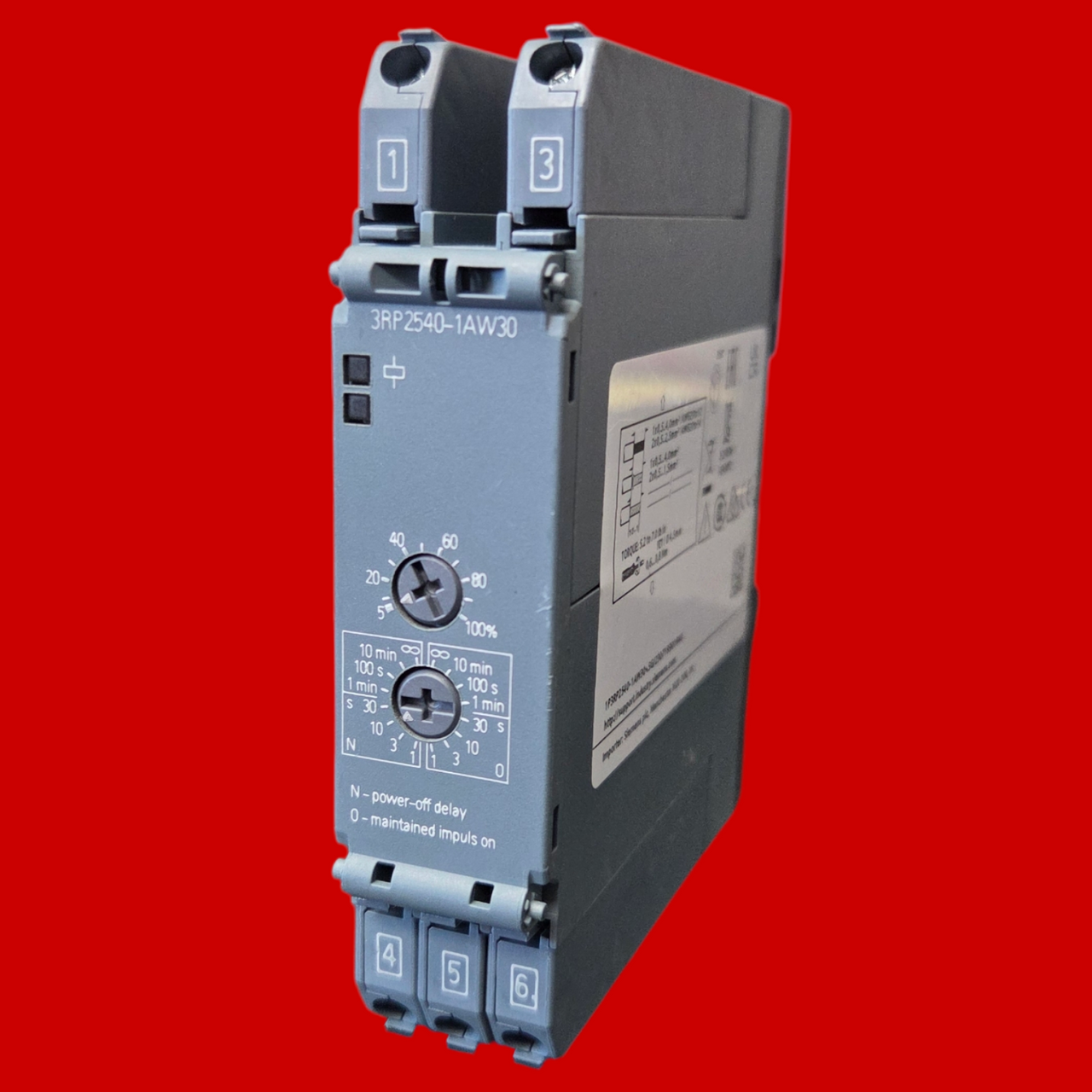 Siemens Sirius Timing Relay, Electronic OFF Delay Without Control Signal, 3RP2540-1AW30
