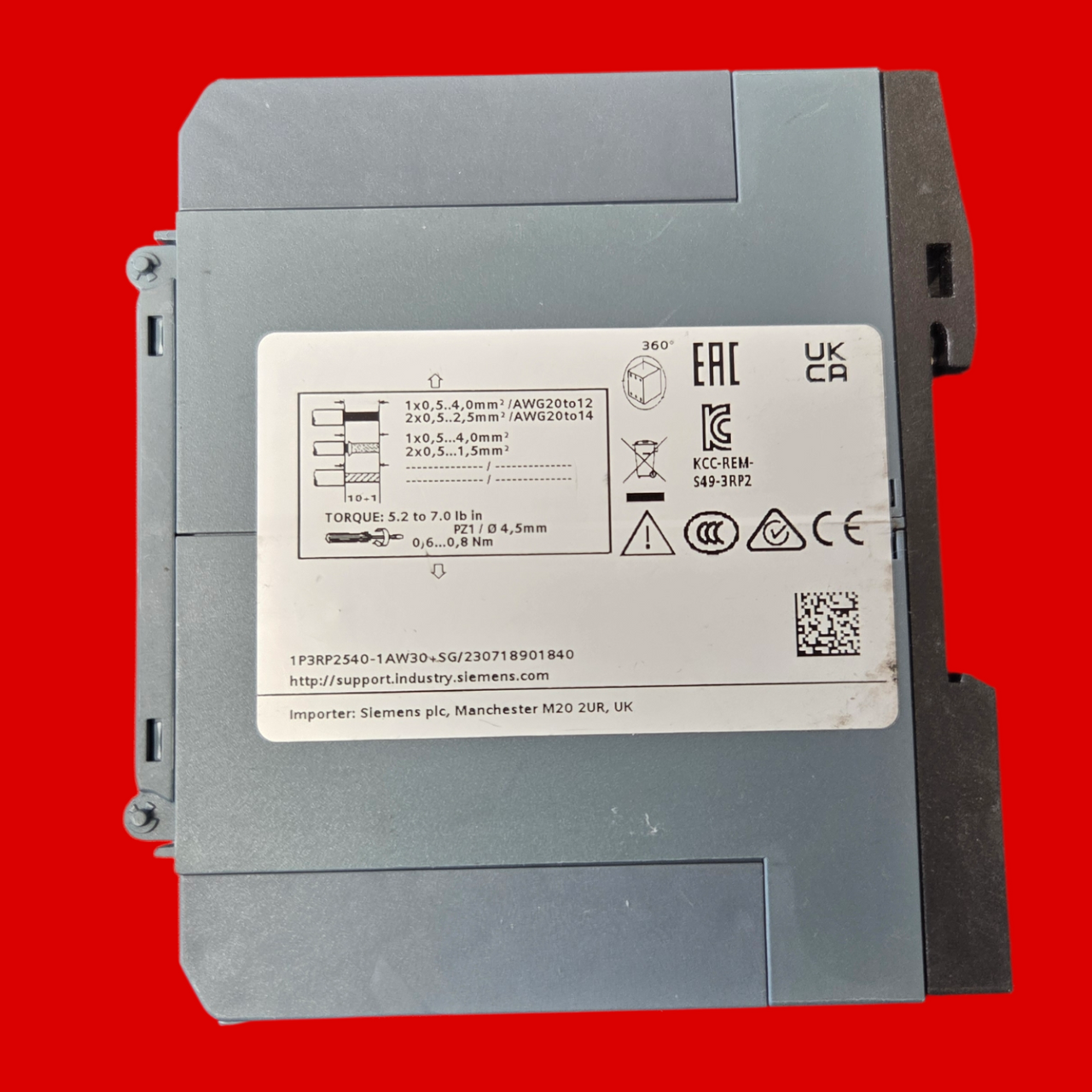 Siemens Sirius Timing Relay, Electronic OFF Delay Without Control Signal, 3RP2540-1AW30