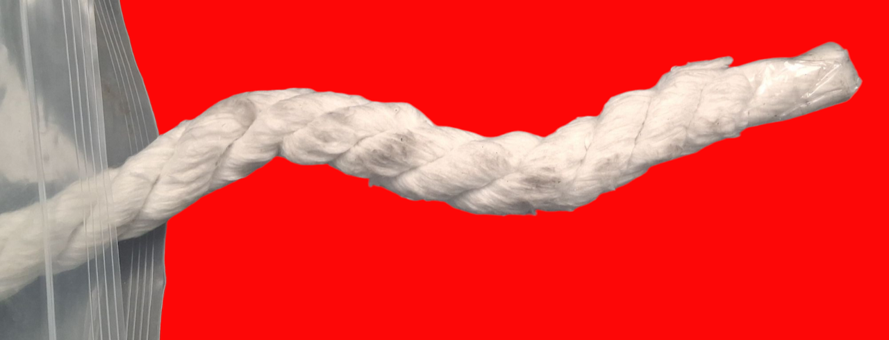 1" Round Twisted Ceramic Fiber Rope - 6' Long