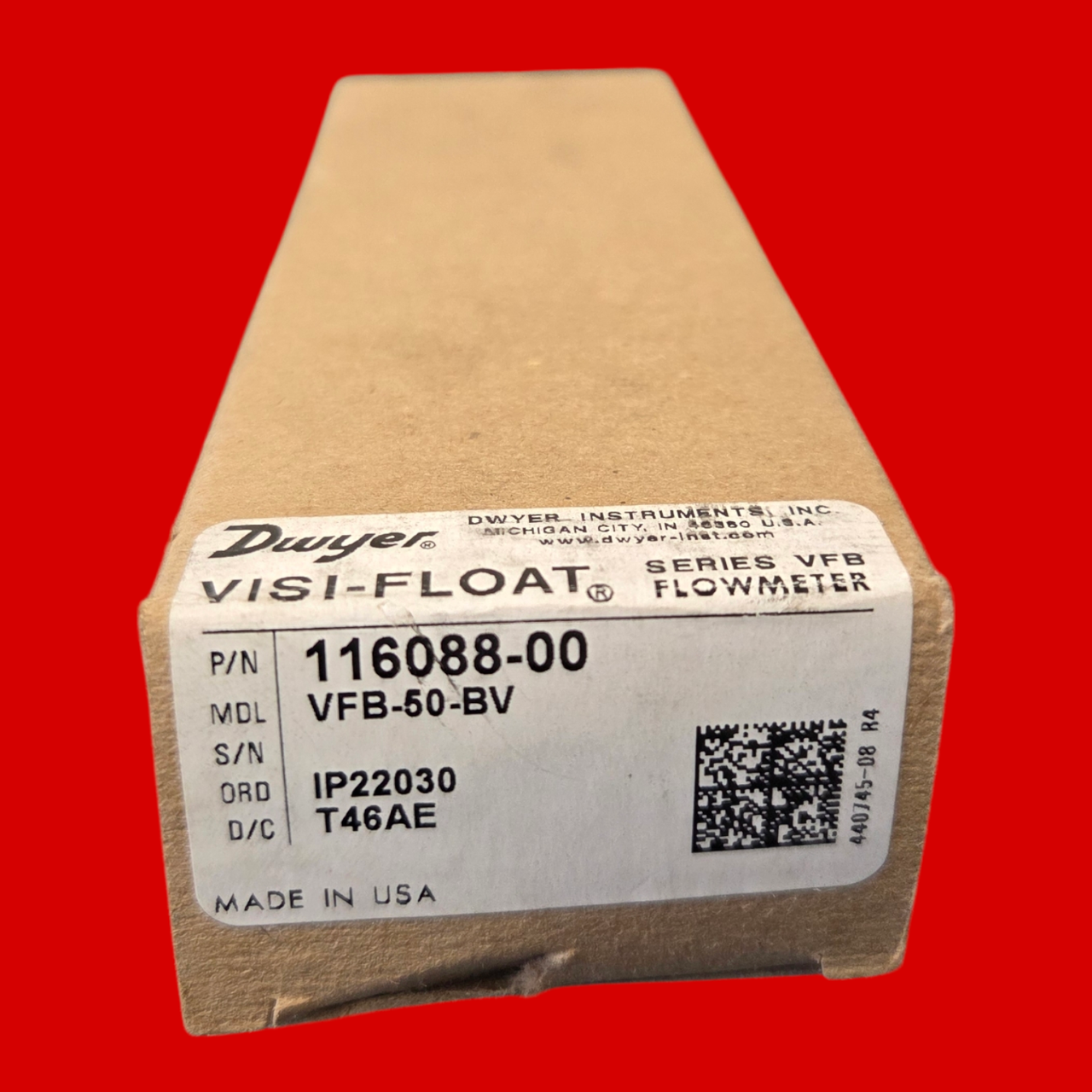 Dwyer VFB-50-BV Visi-Float Flowmeter, 0.3-3 SCFH Air