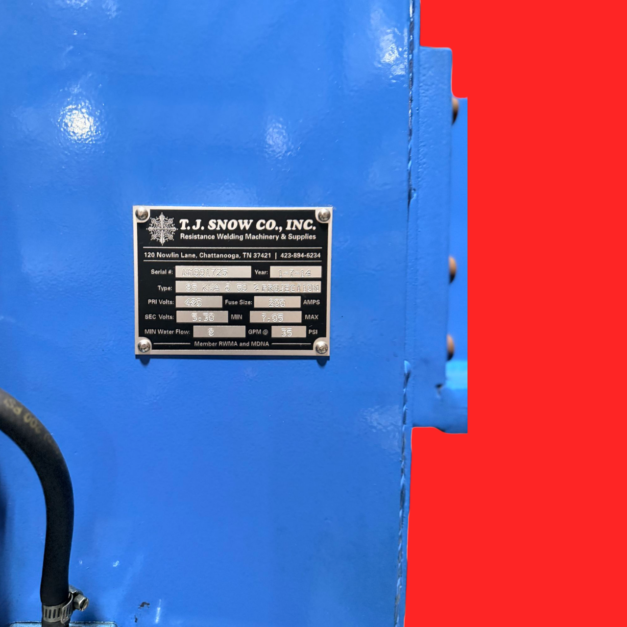 T.J. Snow Co, Inc. Resistance Welder: Single Gun Platen Style Slimline w/ Chiller- NM001725