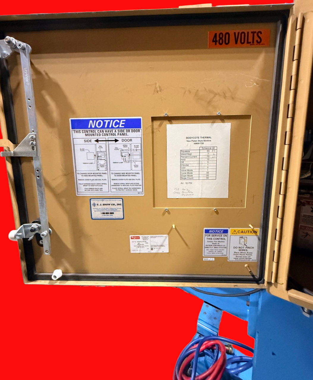 T.J. Snow Co, Inc. Resistance Welder: Single Gun Platen Style Slimline w/ Chiller- NM001725