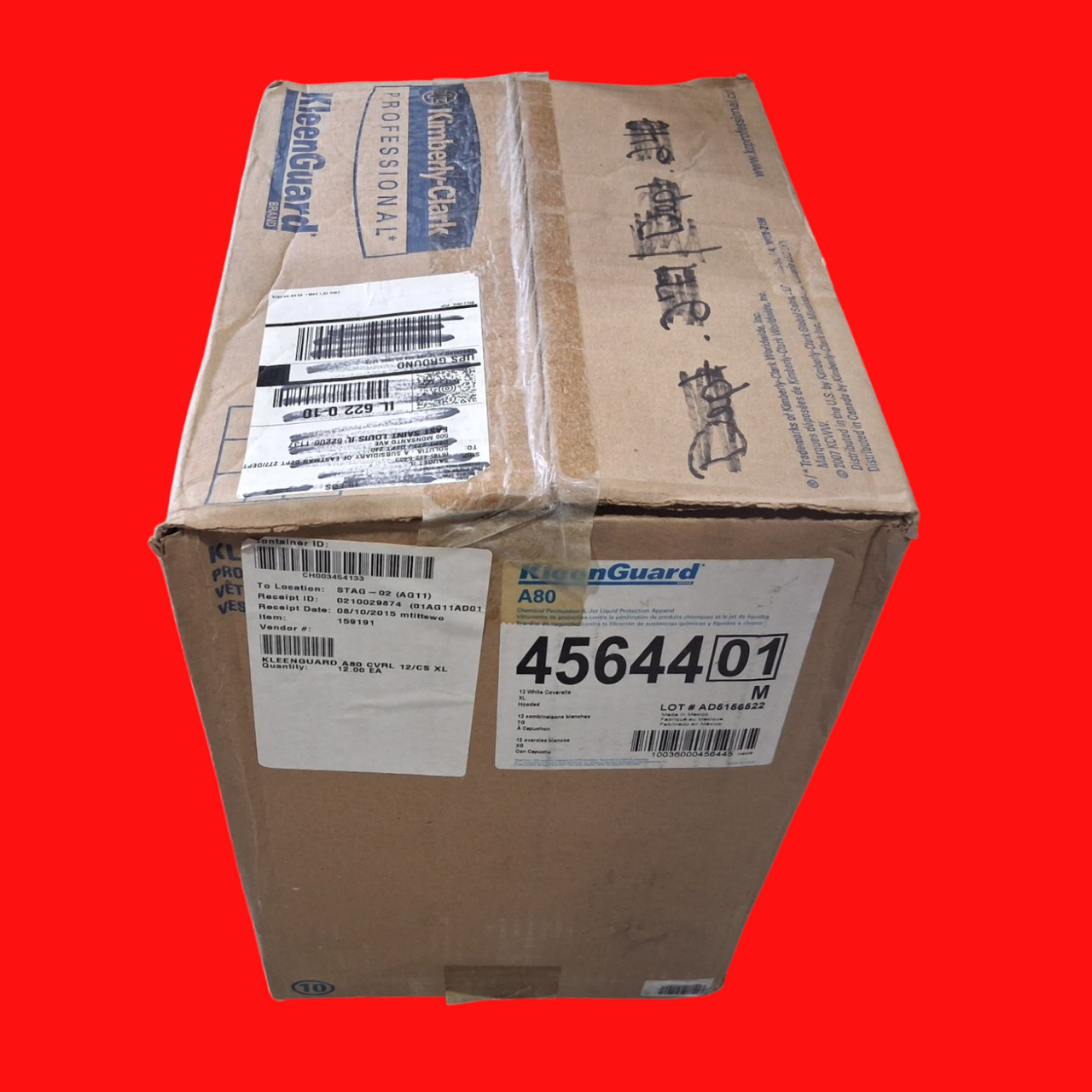 KleenGuard 45644 A80, X-Large, White, Elastic Cuff Disposable Hooded Coveralls Box of 12