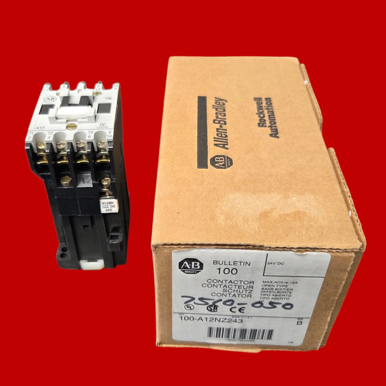 Allen Bradley 100-A12NZ243 IEC Contactor, 12 Amp, 3 Poles, 24 VDC