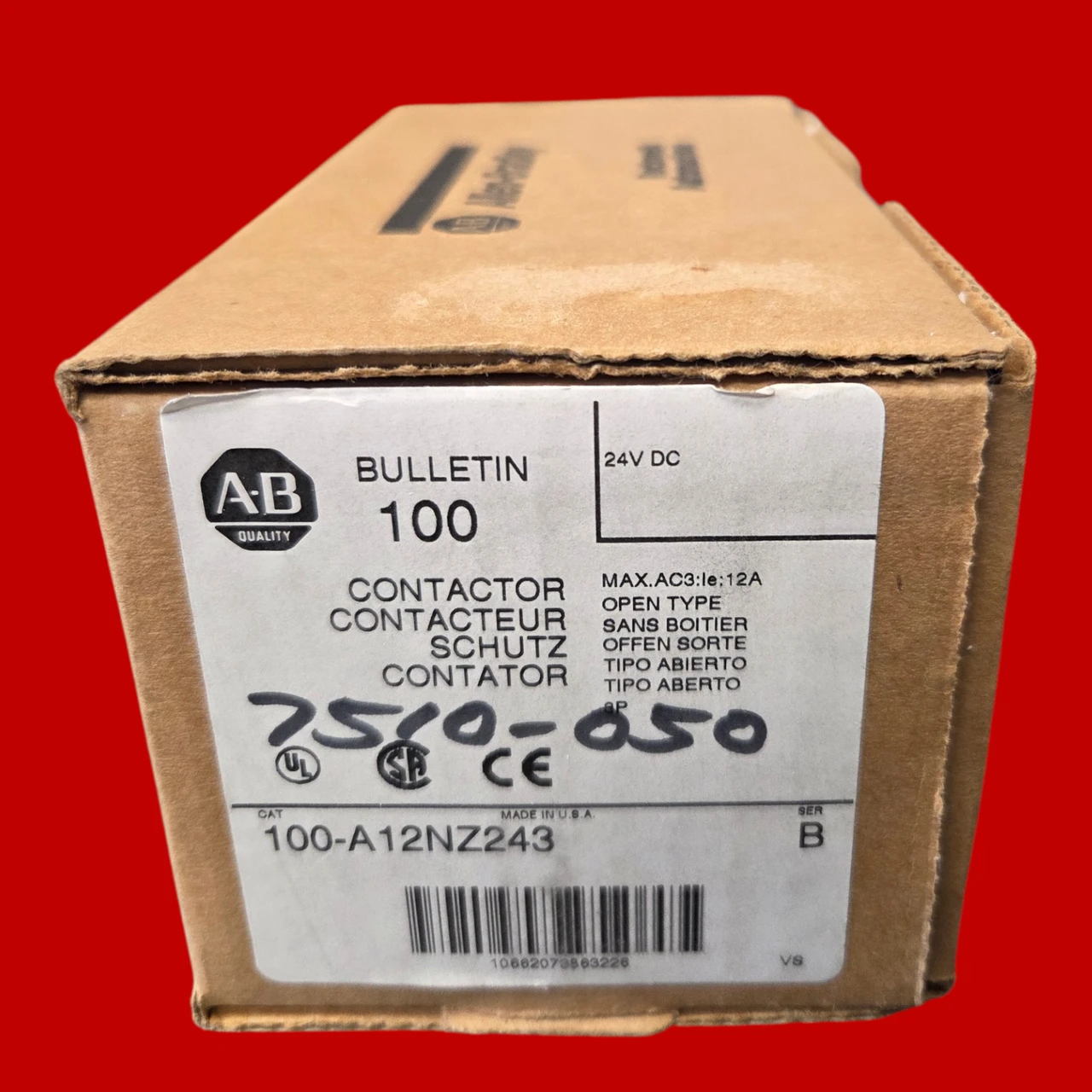 Allen Bradley 100-A12NZ243 IEC Contactor, 12 Amp, 3 Poles, 24 VDC