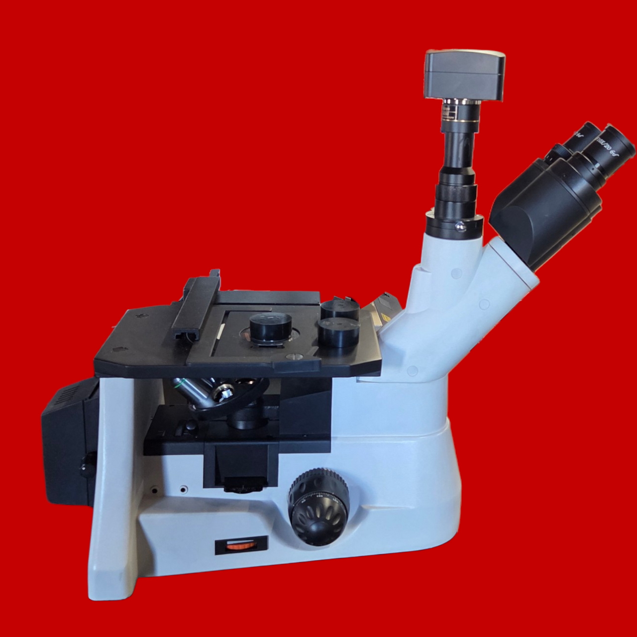 AmScope ME1400 Series Inverted Plan Optics Infinity-Corrected Polarizing Metallurgical Trinocular Compound Microscope 50X-500X Magnification with w/ 10MP USB 2.0 C-mount Camera, ME1400T-INF-10M