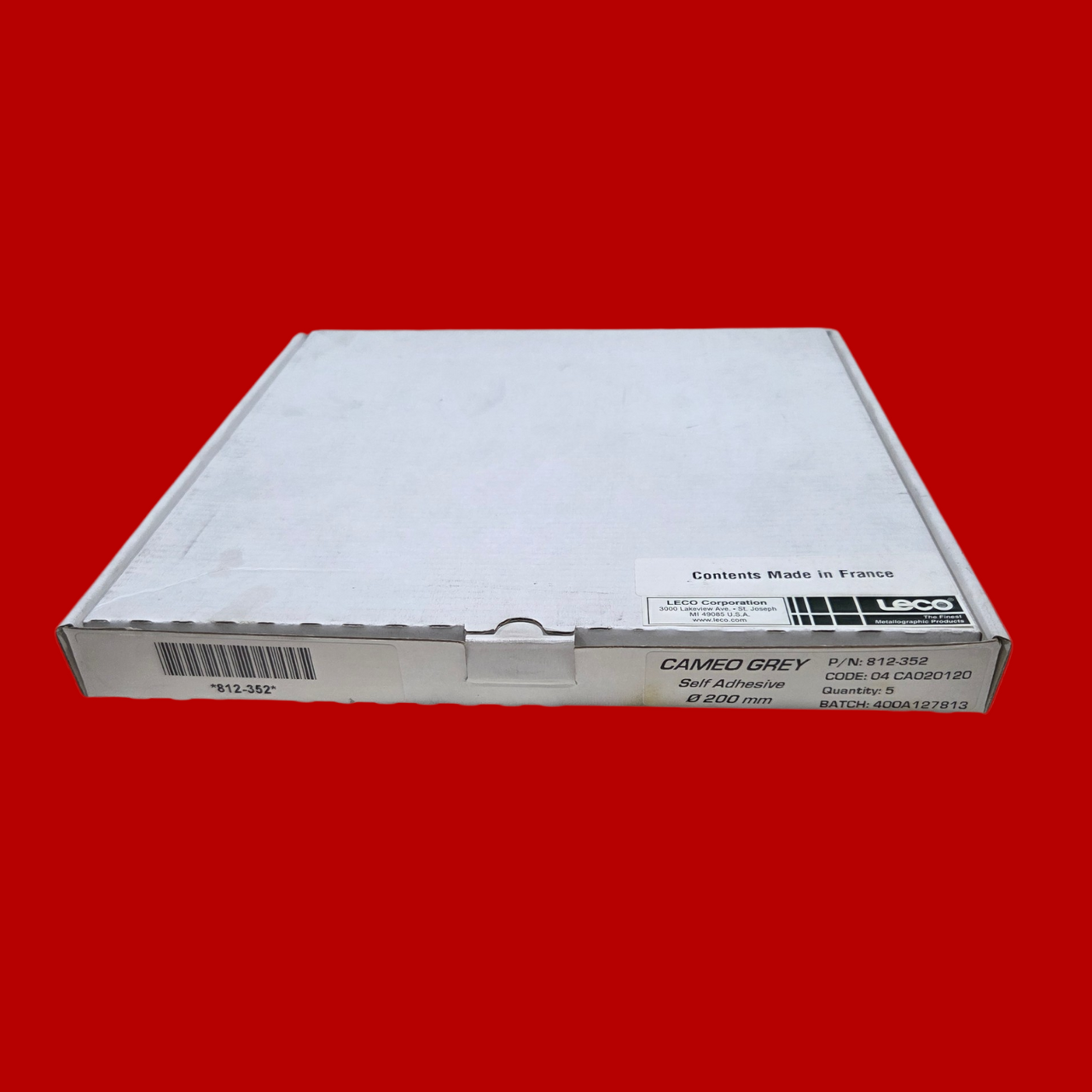 LECO 812-352 Grey Cameo Self Adhesive Final Stage Polishing Disc, 200MM, Pack of 5