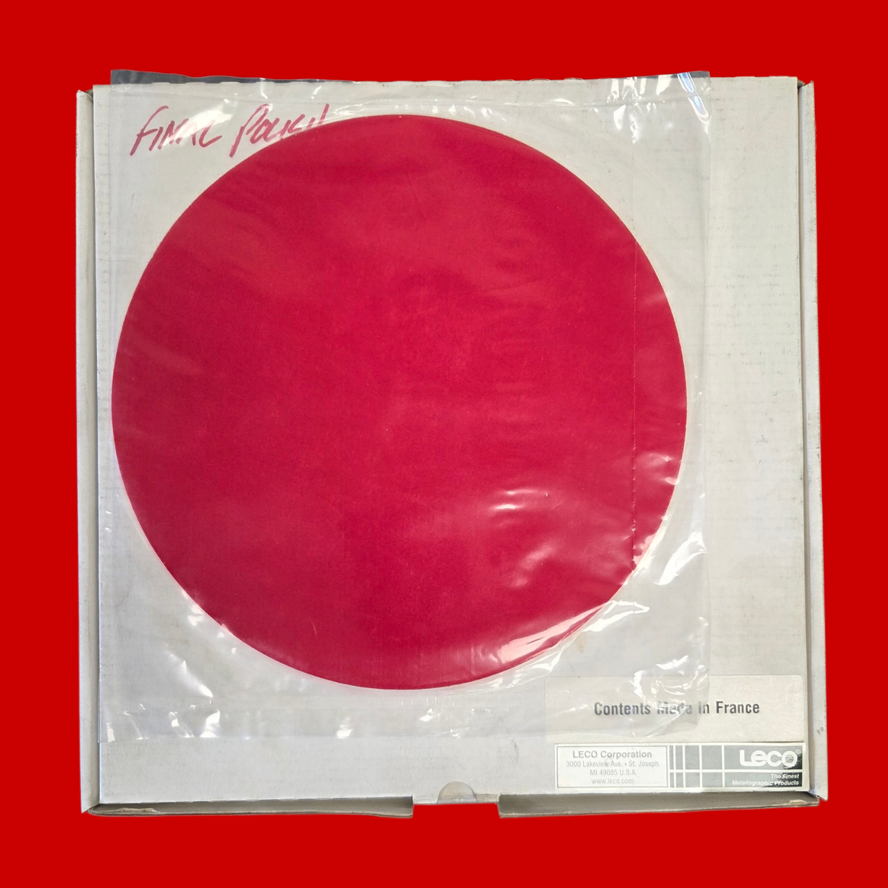 LECO 812-461 Red Cameo Self Adhesive Final Stage Polishing Disc, 200MM, Pack of 3
