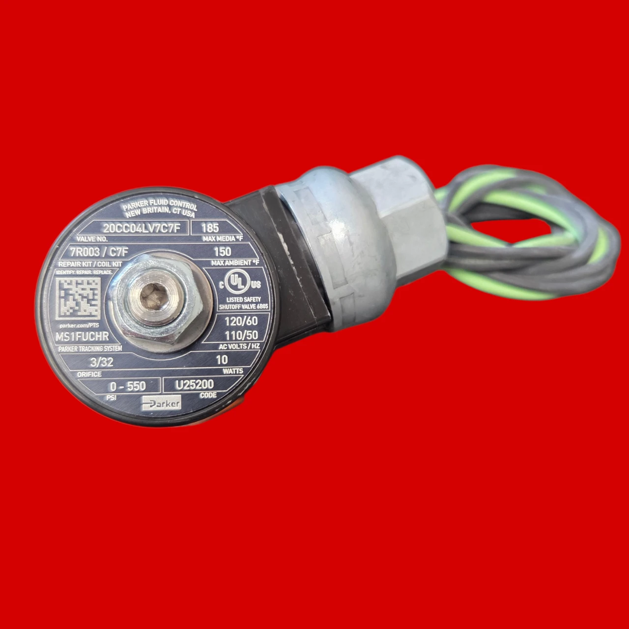 Parker 20CC04LV7C7F Solenoid Valve, 2-Way Normally Closed, 1/4" NPT