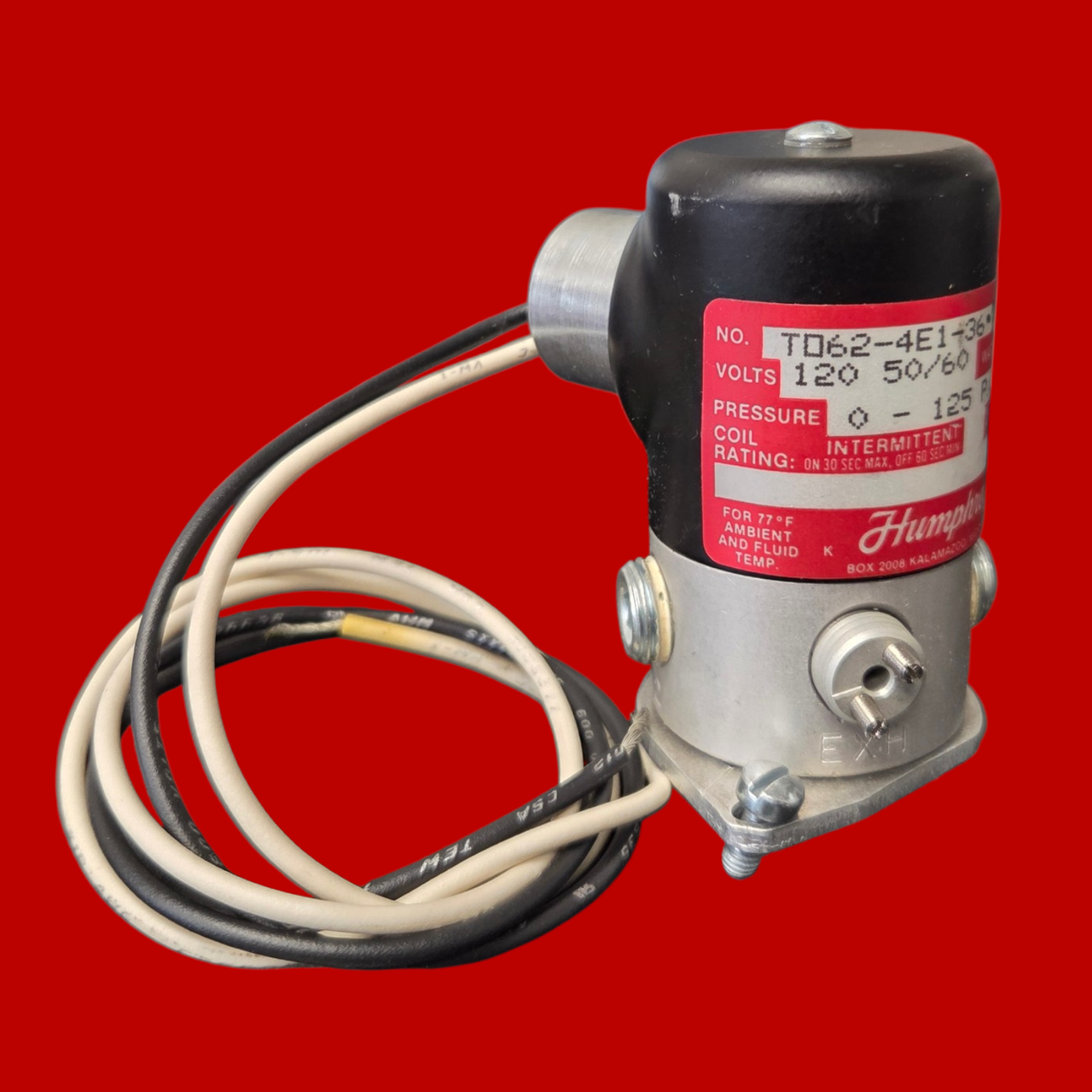 Humphrey T062-4E1-36-70-120V 4-Way Pneumatic Solenoid Tyna-Myte Series 