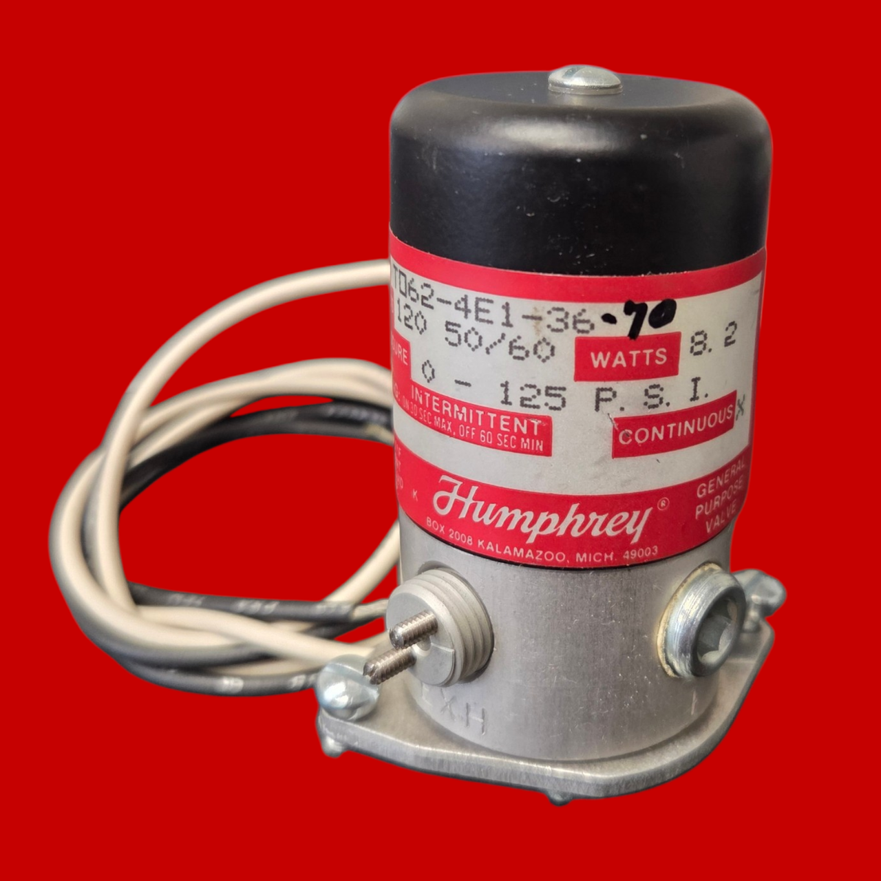 Humphrey T062-4E1-36-70-120V 4-Way Pneumatic Solenoid Tyna-Myte Series 