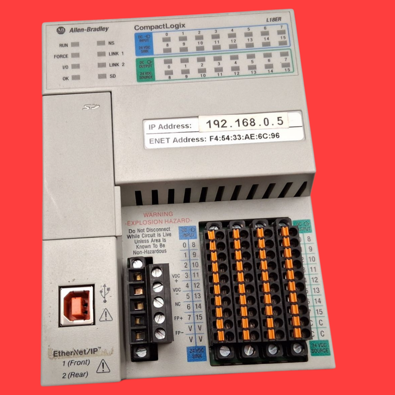 Allen Bradley CompactLogix 5370 L1 Programmable Automation Controller (PAC) Series B- 1769-L18ER-BB1B