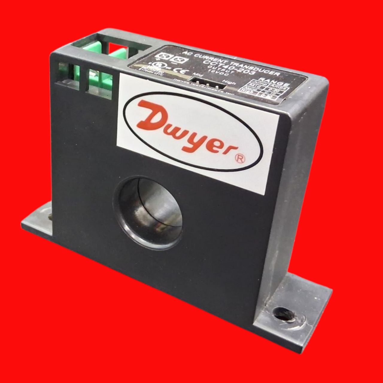 Dwyer AC Current Transformer 10/20/50 A Input, 0-10 V Output, Solid Core- CCT40-203