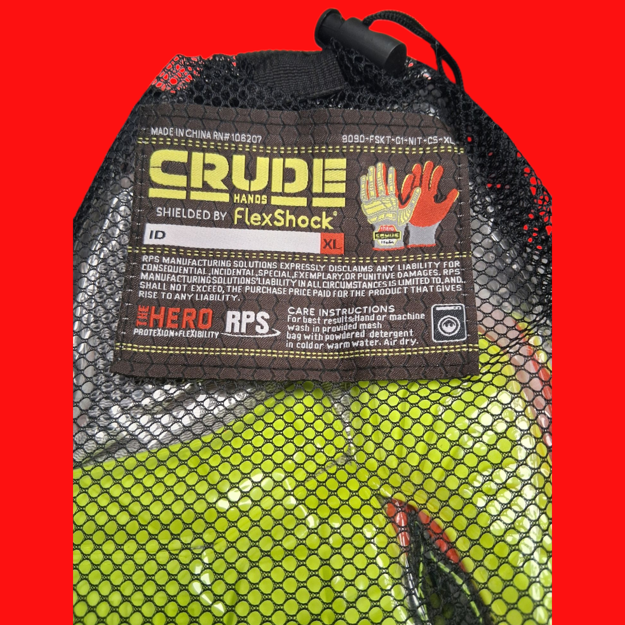 Crude Hands Shielded by FlexShock 9090-FSKT-G1-NIT-C5-XL Knit Shell Gloves (XL) Cut Level 5