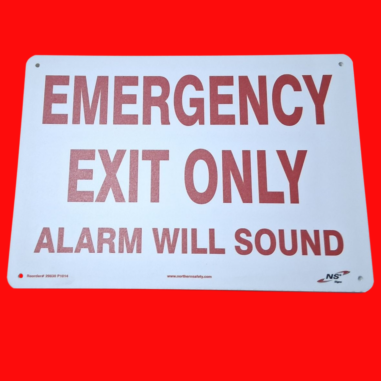 NSI 29830 P1014 Emergency Exit Only Alarm Will Sound Safety Sign 10"x14" , Plastic