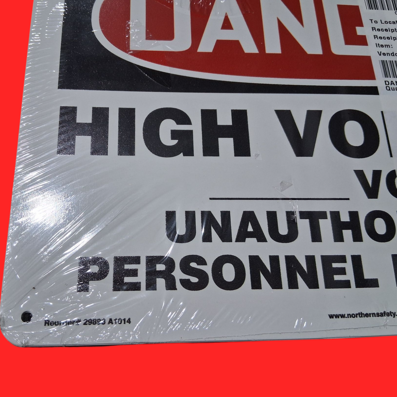 Northern Safety 29893 A1014 Danger High Voltage ______ Volts Unauthorized Personnel Keep Out OSHA Safety Sign 10"x14", Pack of 10