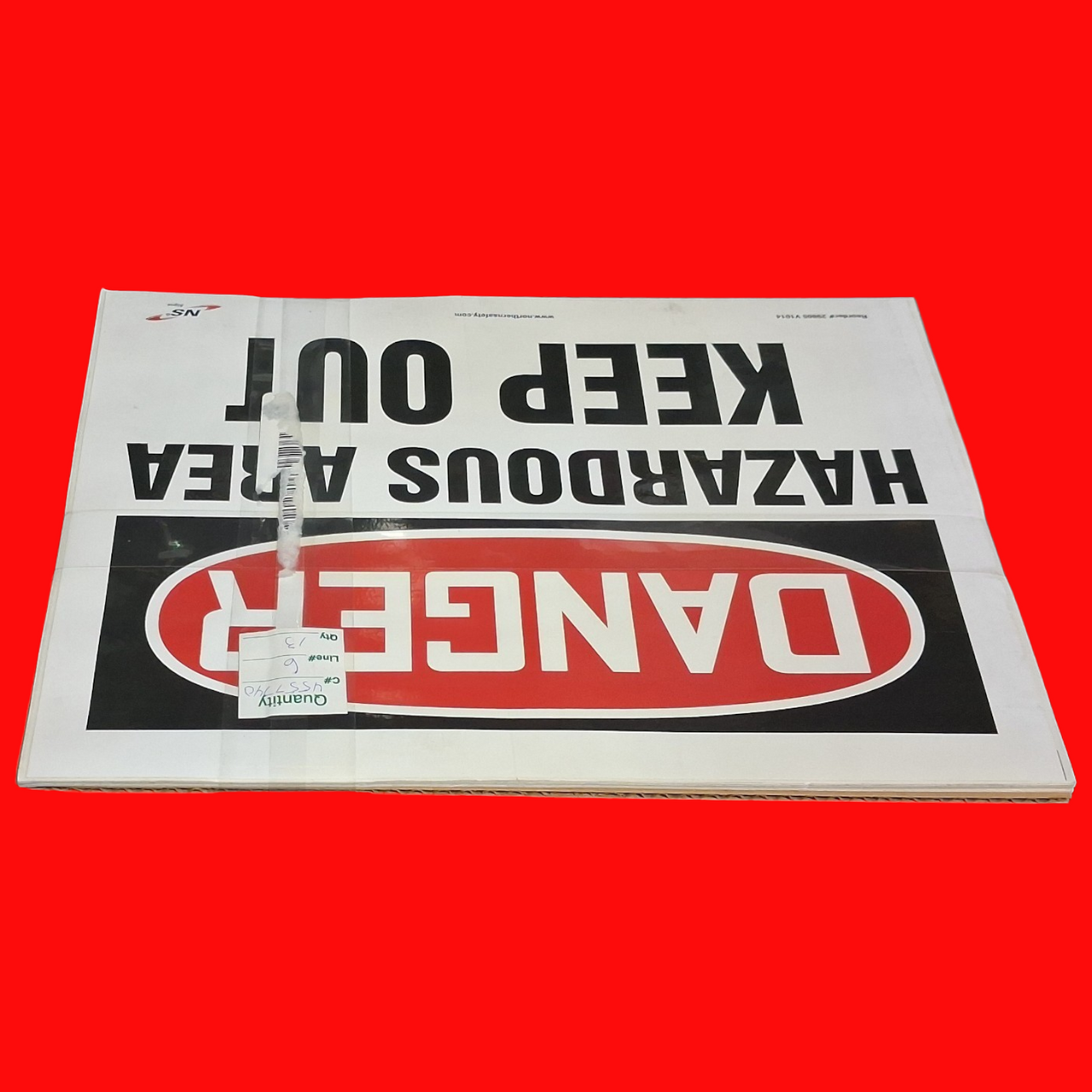 Northern Safety 29805 V1014 Danger Hazardous Area Keep Out Safety Sign 10"x14", Adhesive Vinyl, Pack of 13