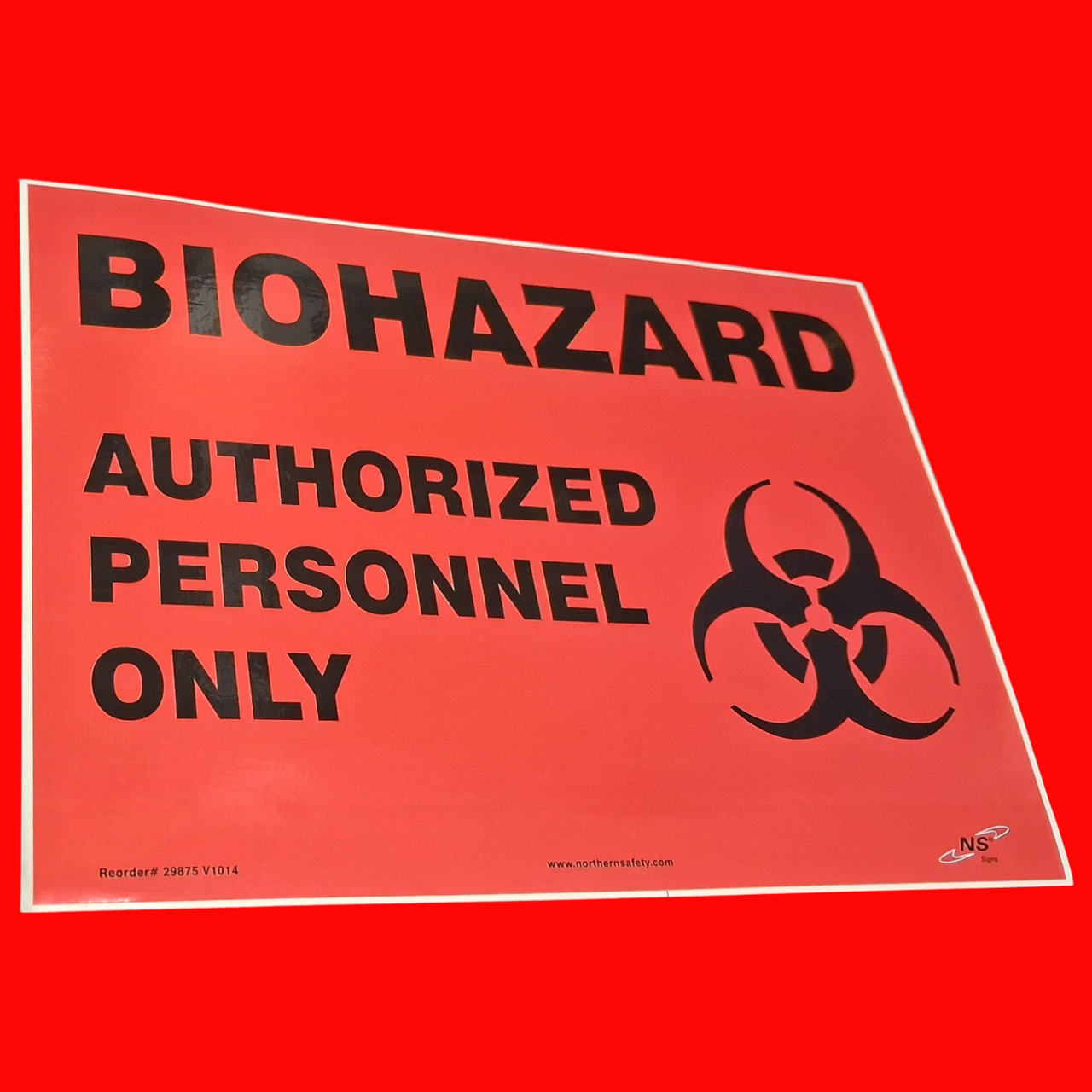 Northern Safety 29875 V1014 Biohazard Authorized Personnel Only with Graphic Safety Sign 10"x14", Adhesive Vinyl 