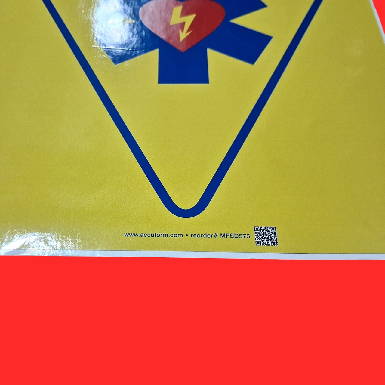 Accuform MFSD575VS AED Automated External Defibrillator with Star Graphic Symbol Sign 10"x14", Adhesive Vinyl