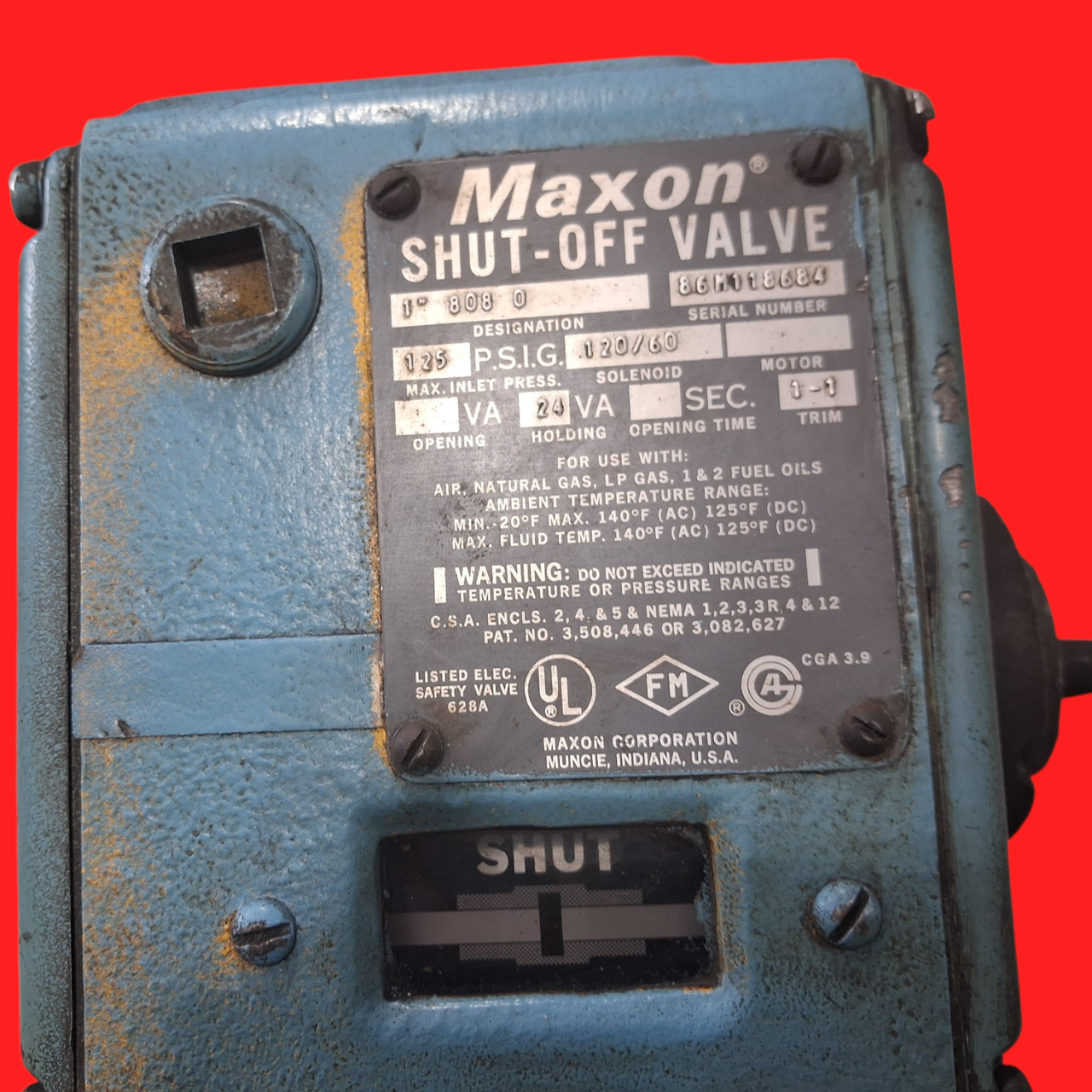 Maxon 1" Natural Gas Shut-Off Valve, 808 0