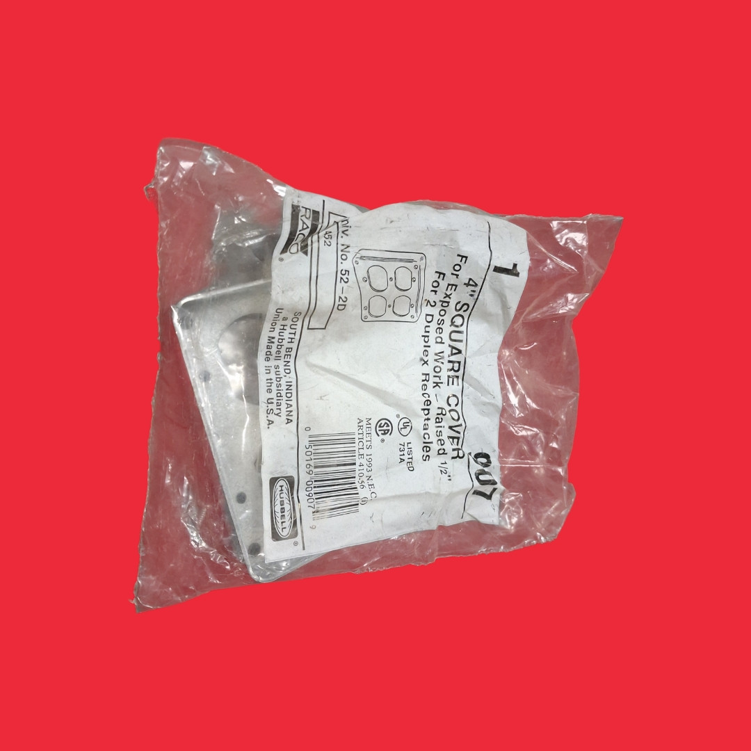  Hubbell Raco 907 4 in. Square Cover, For 2-Duplex Receptacles- 6PK